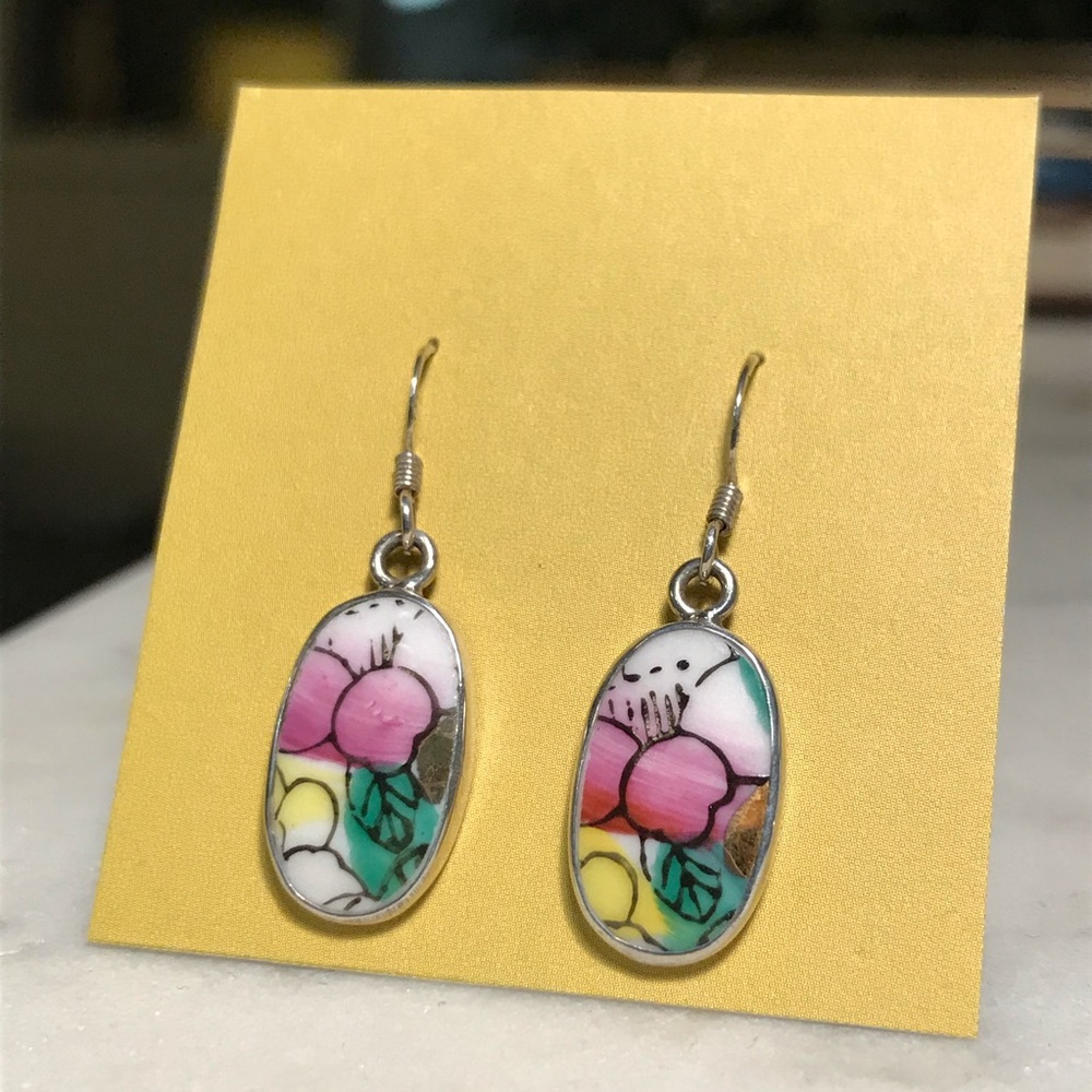 Sterling silver & porcelain earrings